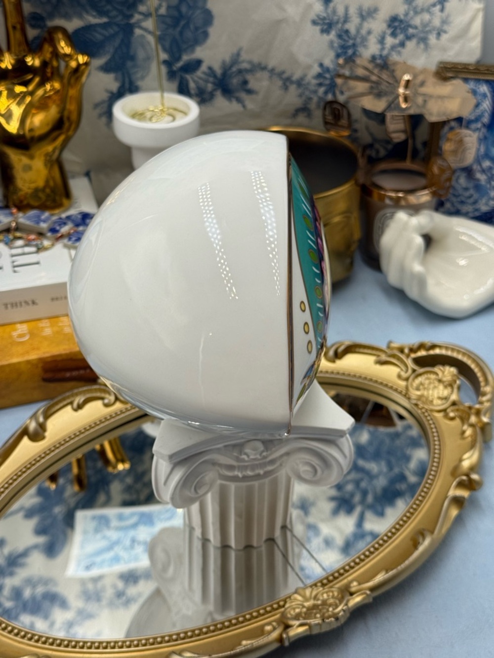 🆕 THE PROCURESS COLLECTION 🧿 All-Seeing Eye Paperweight - Vibrant Teal & Gold - Picture 11 of 15